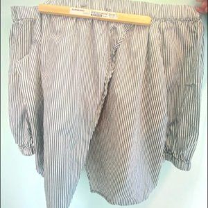 Striped Green Off the Shoulder